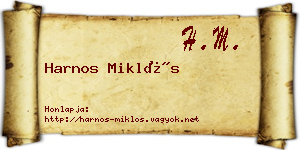 Harnos Miklós névjegykártya
